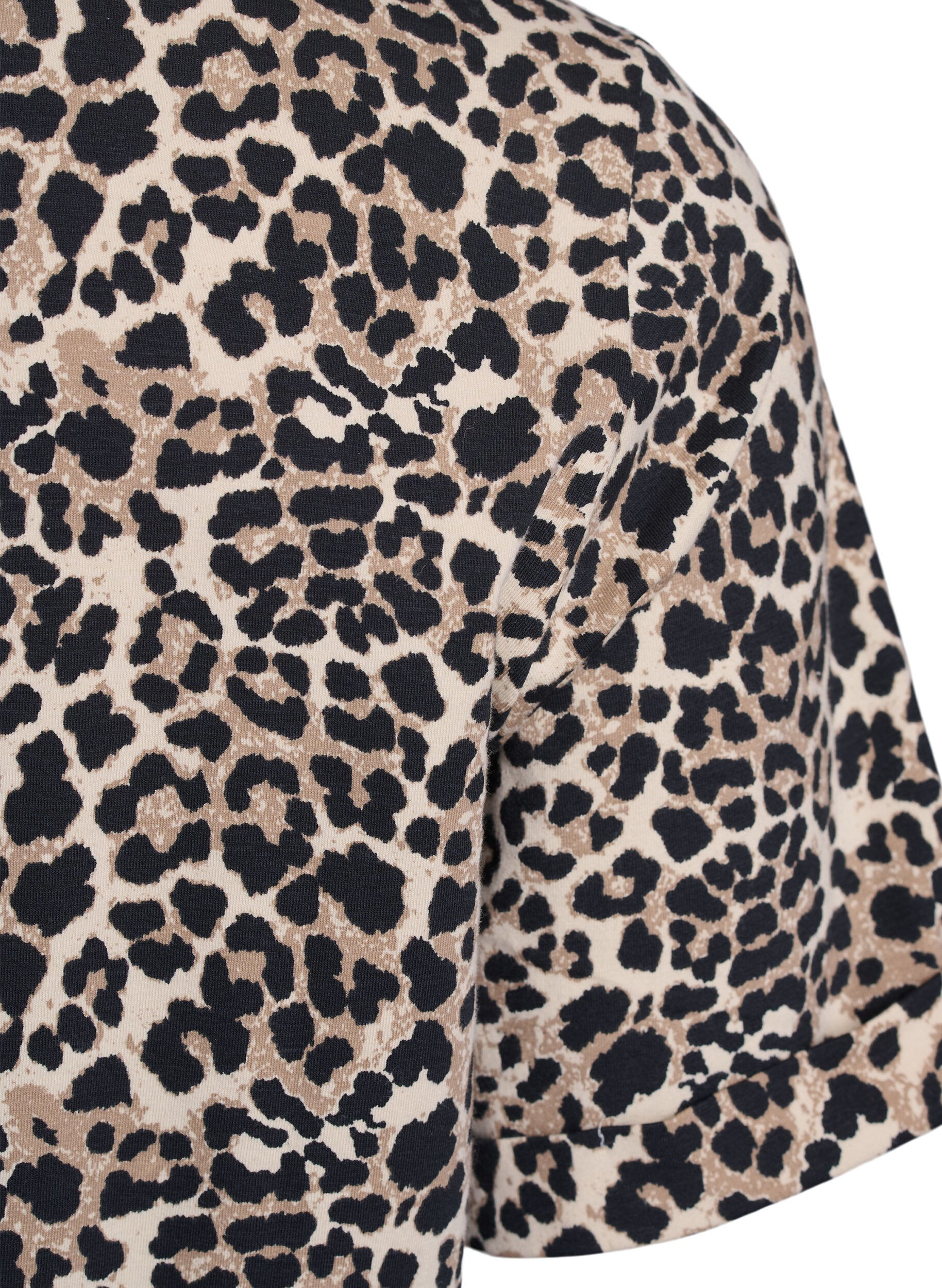 Zizzi T-shirt &agrave; col rond et imprim&eacute; int&eacute;gral, Marron, Packshot image number 3