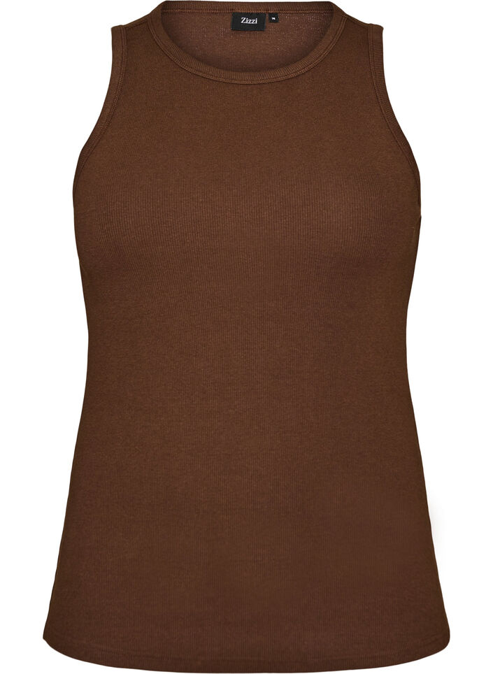 Top en coton c&ocirc;tel&eacute; avec col montant, Marron, Packshot image number 0