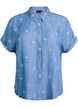 Chemise en lyocell aspect denim avec broderies florales, Bleu Clair, Packshot image number 0