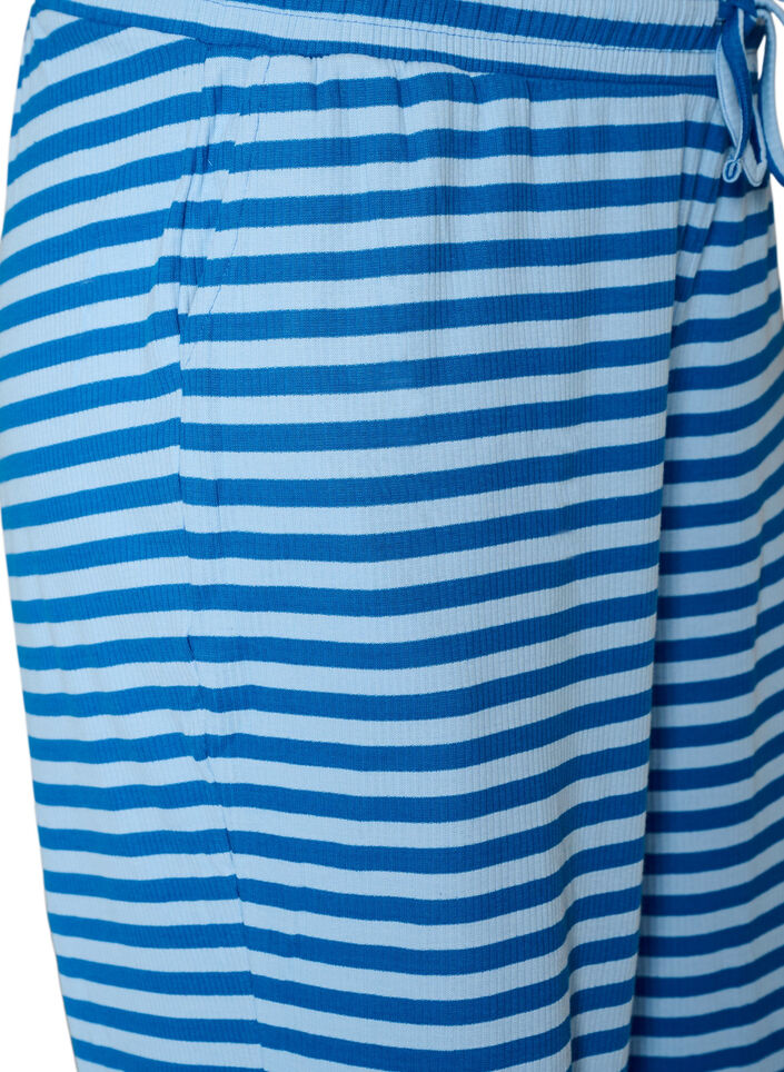 Pantalon de pyjama ray&eacute; &agrave; taille haute et coupe ample, Bleu Clair, Packshot image number 2