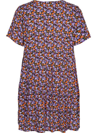 Robe en viscose à manches courtes en forme trapèze , Purple Ditsy Flower, Packshot image number 1