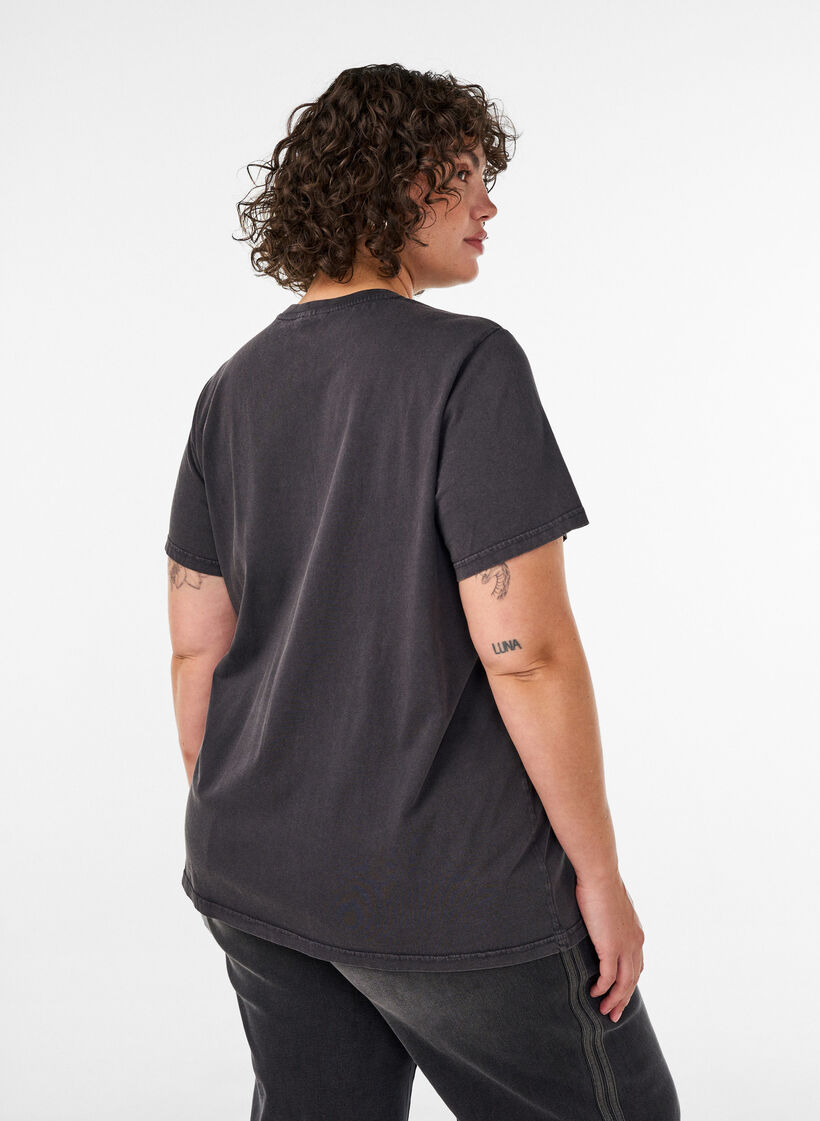 T-shirt graphique en coton bio, Beige, Model image number 2