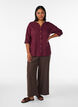 Pantalon large en lin et viscose, Marron, Model image number 0