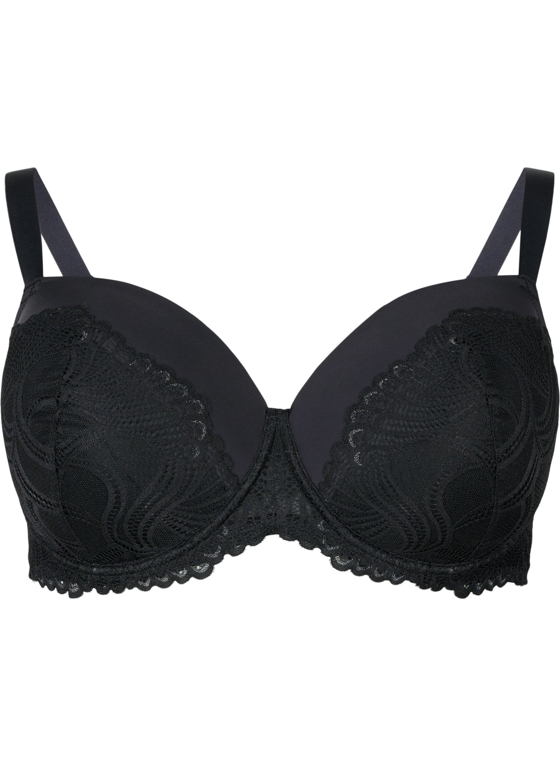 Zizzi Soutien-gorge &agrave; armatures moul&eacute;es en dentelle, Noir, Packshot image number 0