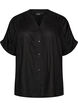 Chemise en viscose avec manches courtes et d&eacute;tail fronc&eacute;, Noir, Packshot image number 0