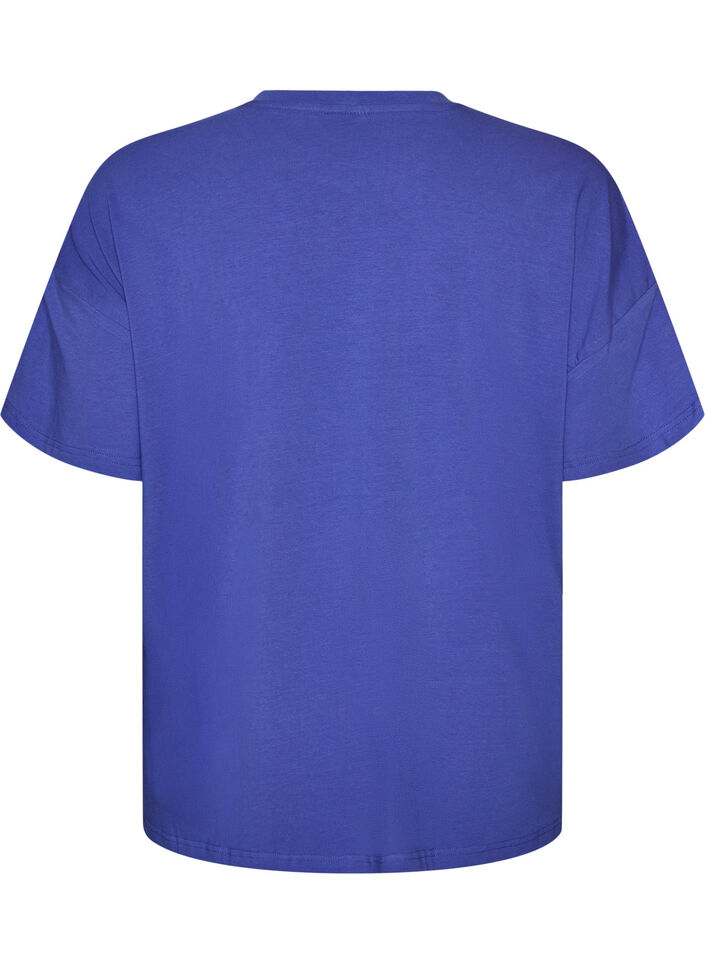 T-shirt en coton bio avec un petit motif sur le devant, Bleu, Packshot image number 1