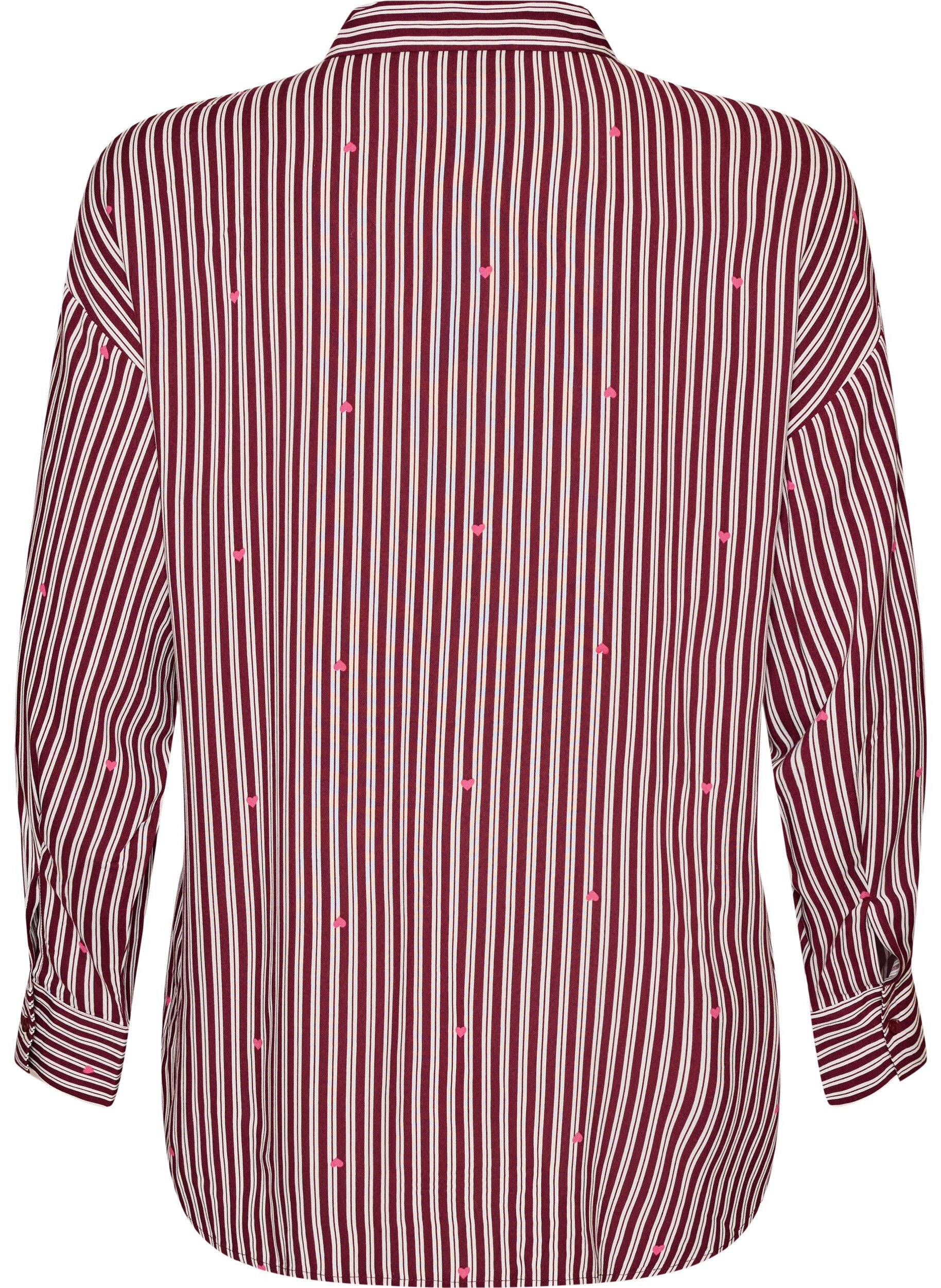 ZizziChemise de nuit &agrave; rayures et c&oelig;urs, Bordeaux fonc&eacute;, Packshot image number 1