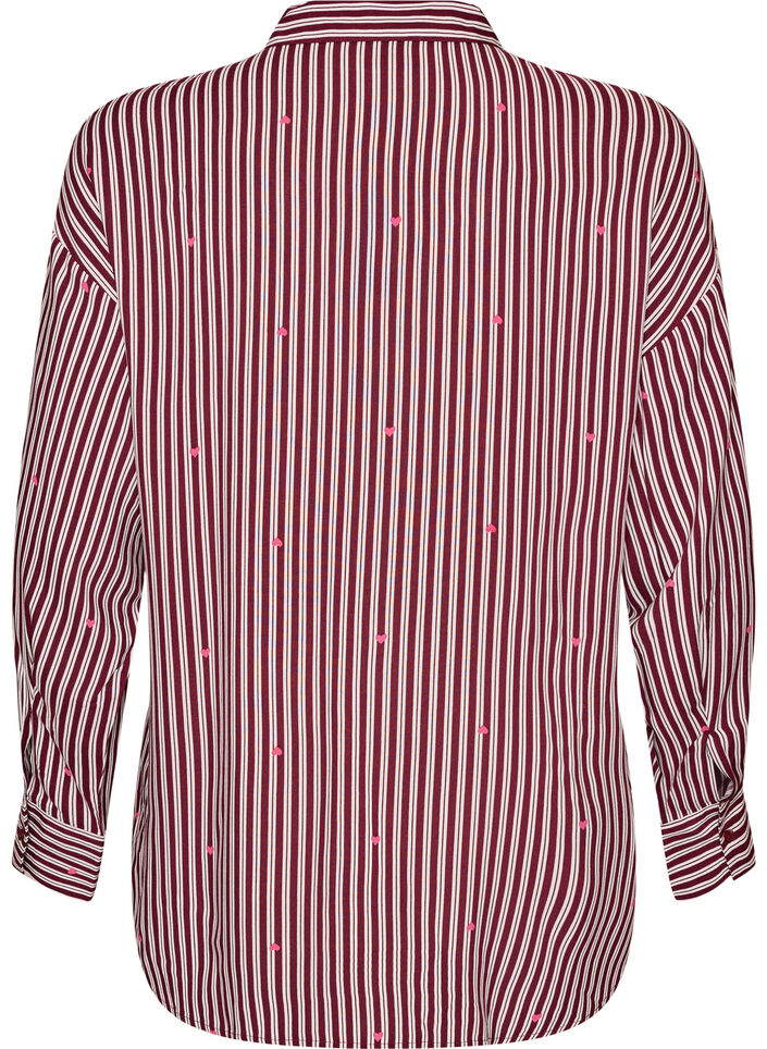 Chemise de nuit &agrave; rayures et c&oelig;urs, Bordeaux fonc&eacute;, Packshot image number 1