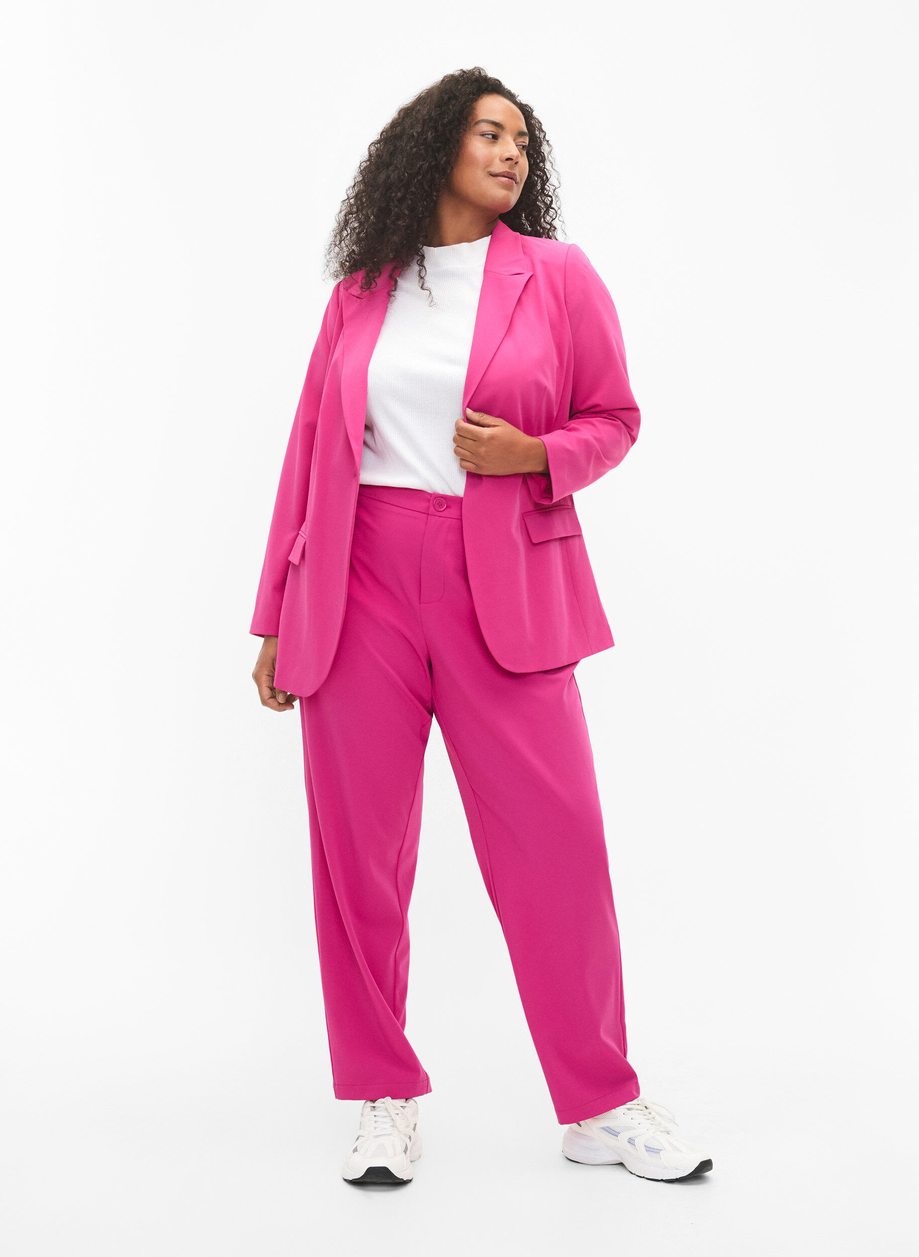 Zizzi Pantalon classique avec poches, Festival Fuchsia, Model image number 0
