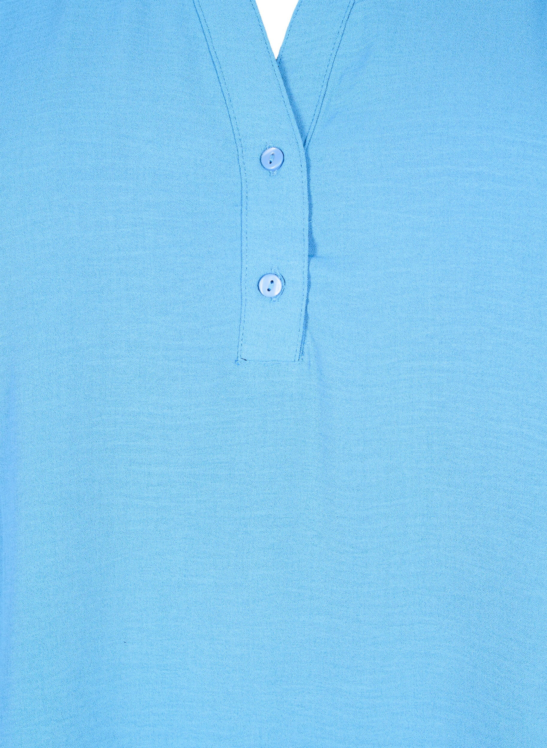 Zizzi Chemisier &agrave; manches longues avec col en V, Riverside, Packshot image number 2