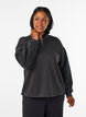 Sweatshirt avec manches en mati&egrave;re teddy et col montant, Gris anthracite, Model image number 0