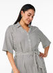 Robe-chemise longue jusqu&rsquo;aux chevilles avec ceinture &agrave; nouer et rayures, Noir, Model image number 2