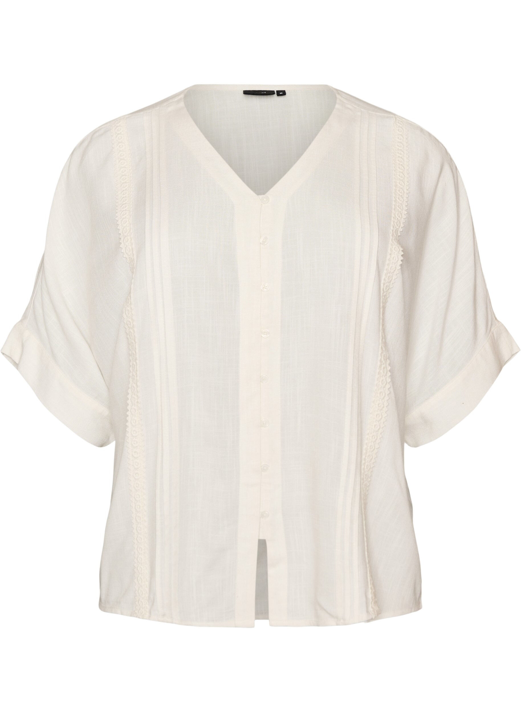 ZizziBlouse en viscose avec bordure crochet et boutons, Vanille, Packshot image number 0