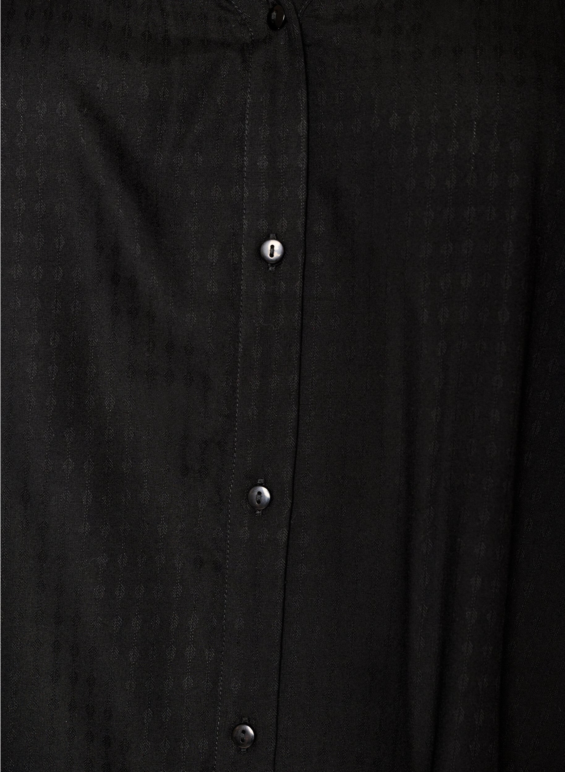 ZizziChemise en viscose avec manches courtes et d&eacute;tail fronc&eacute;, Noir, Packshot image number 2