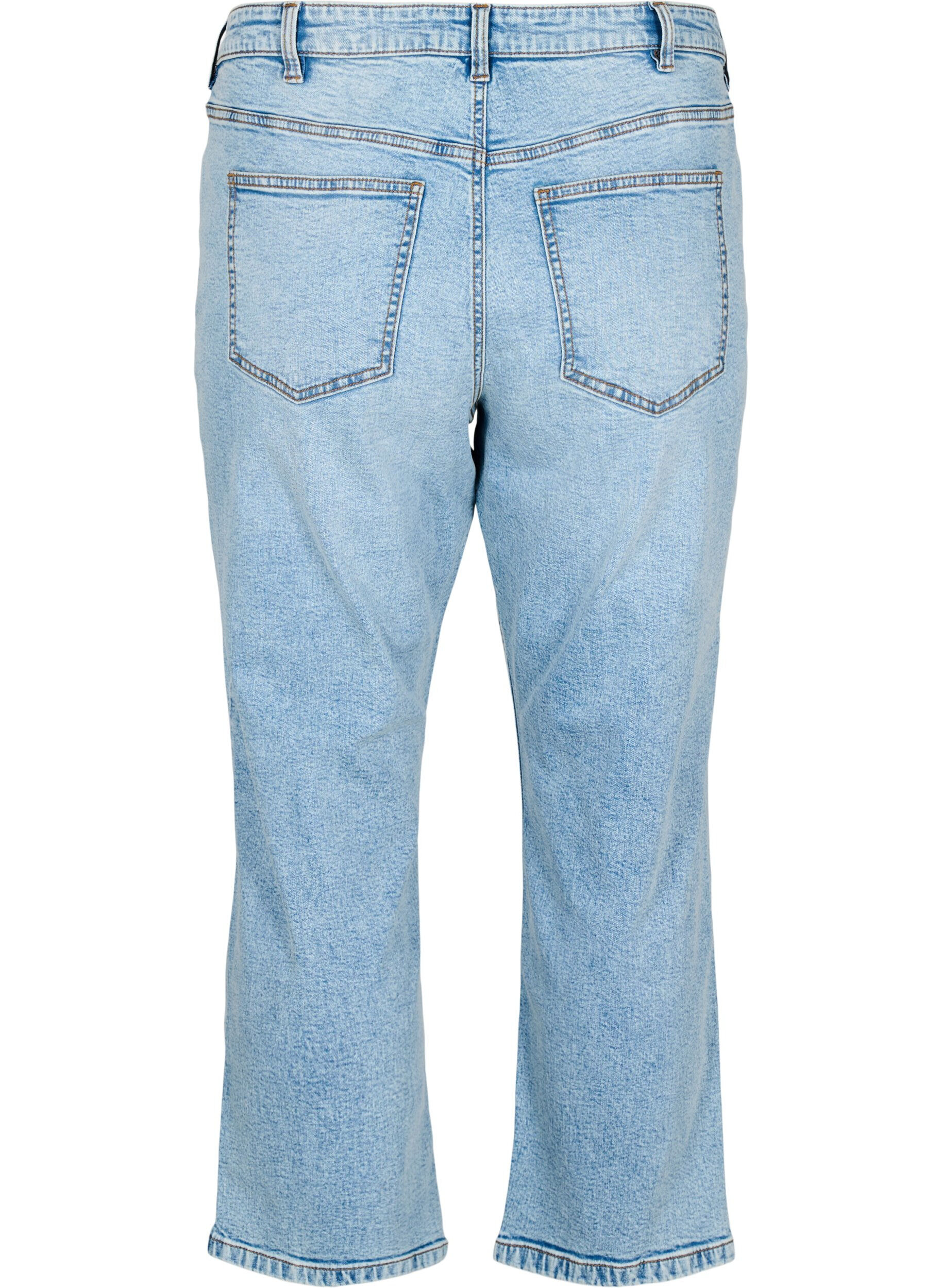 Zizzi Jean court Vera avec d&eacute;tails us&eacute;s, Bleu Clair, Packshot image number 1