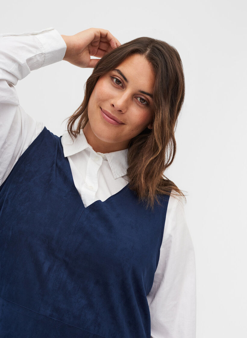 Robe sans manches en forme de trapèze, Dark Blue, Model image number 2