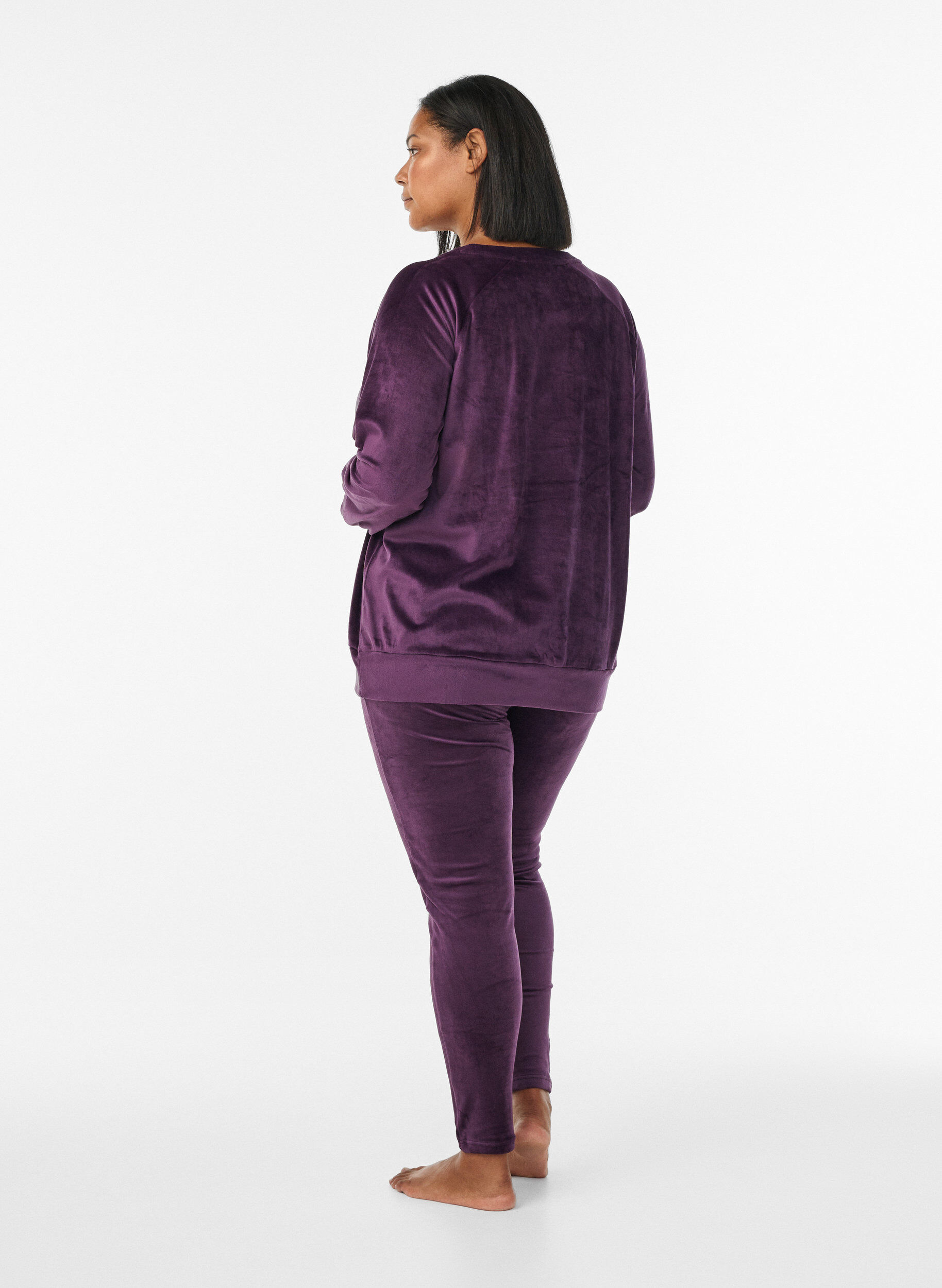 Zizzi Legging ajust&eacute; en velours, Violet, Model image number 1