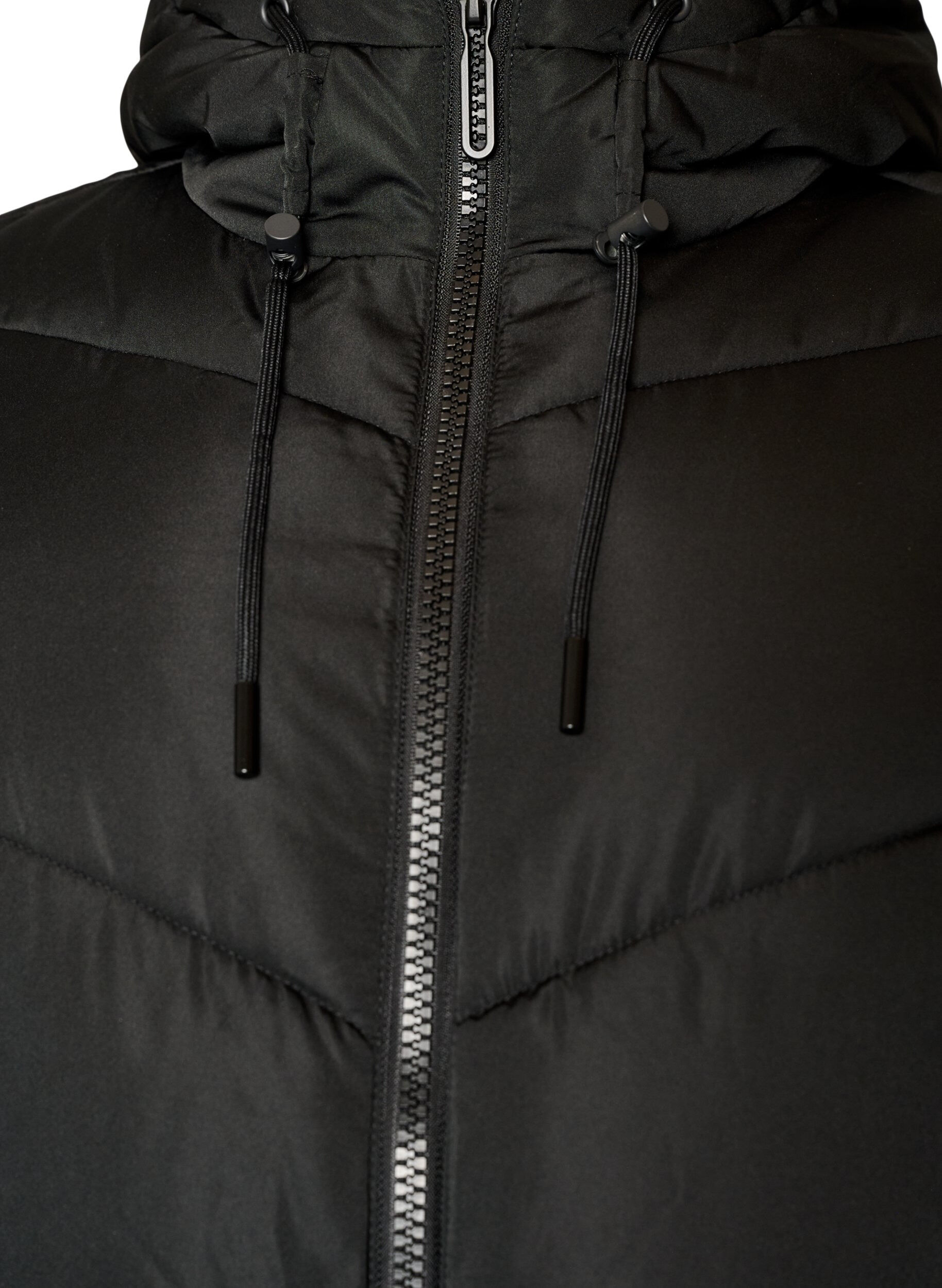 ZizziDoudoune longue avec capuche et poches, Noir, Packshot image number 2