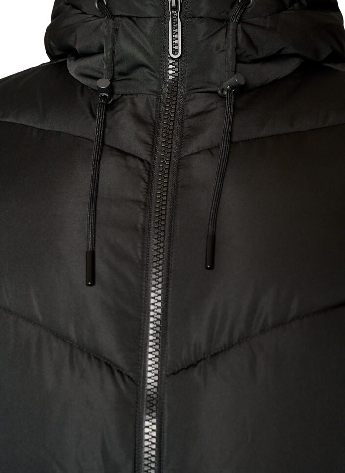 Doudoune longue avec capuche et poches, Noir, Packshot image number 2