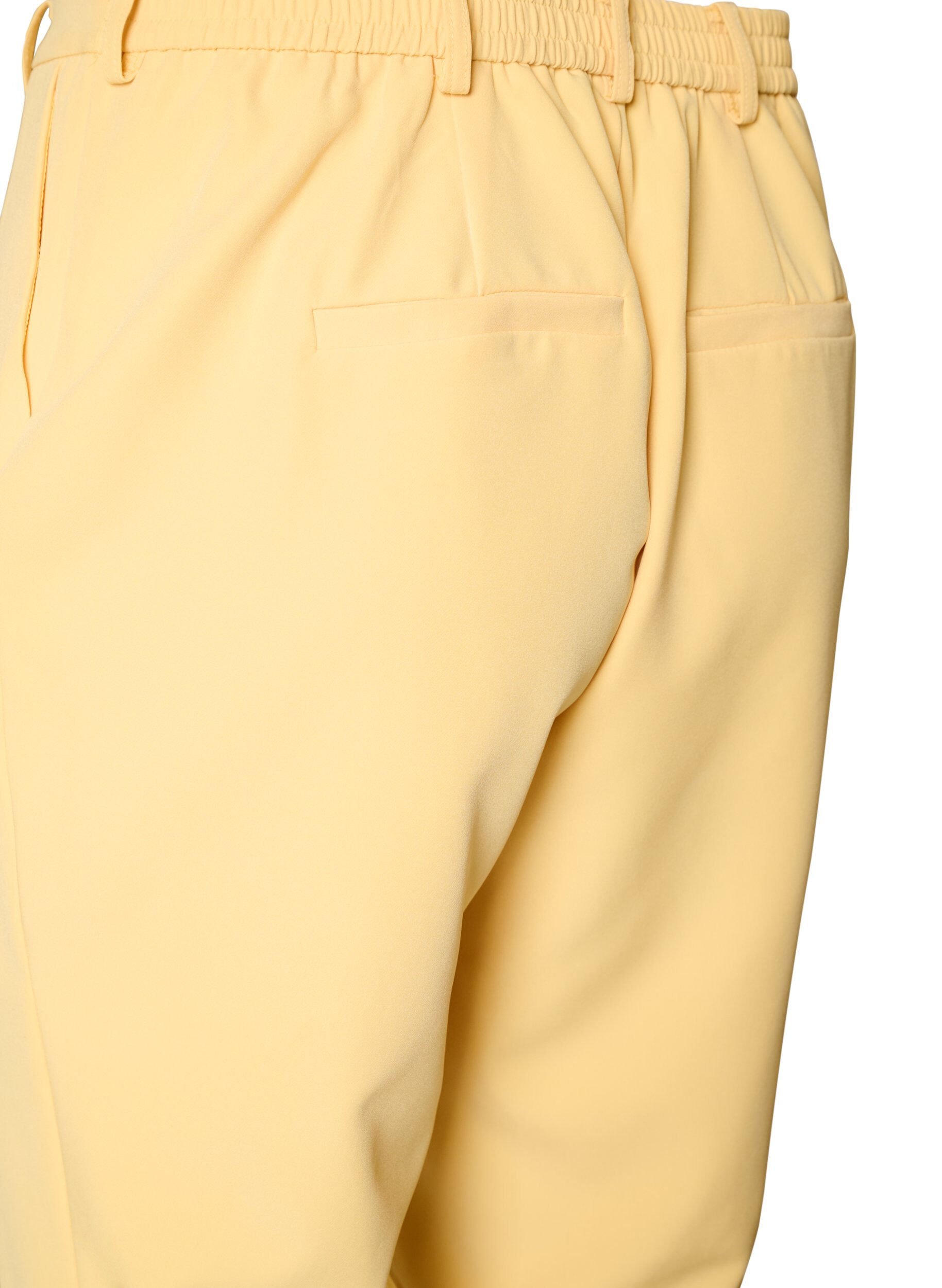 Zizzi Pantalon avec poches et jambes droites, Jaune clair, Packshot image number 3
