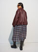 Bomber en similicuir avec ourlet &agrave; cordon de serrage, Marron, Model image number 2
