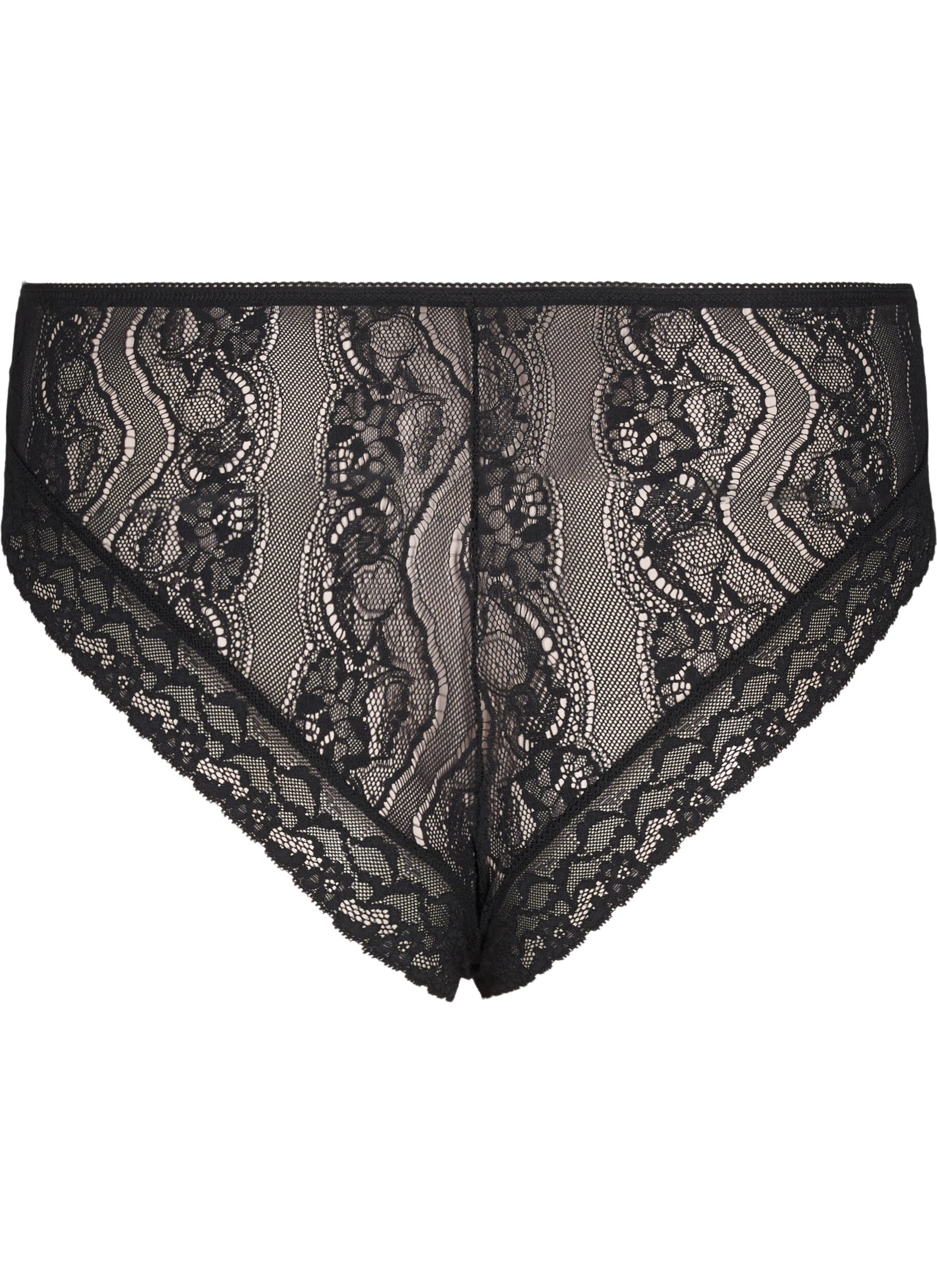 Zizzi Culotte br&eacute;silienne en dentelle microfibre, Black, Packshot image number 1