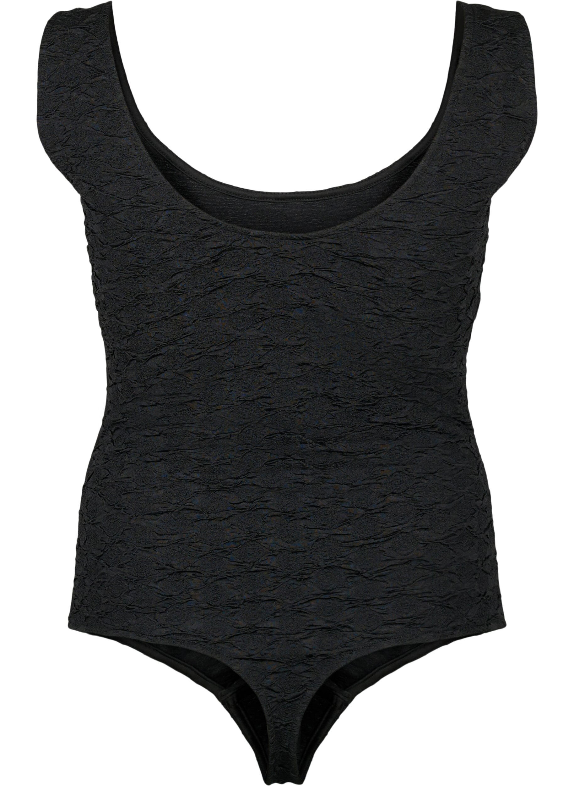 Zizzi Body sans manches avec texture structur&eacute;e, Black, Packshot image number 1