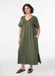 Robe T-shirt midi avec col en V, Vert, Model image number 0