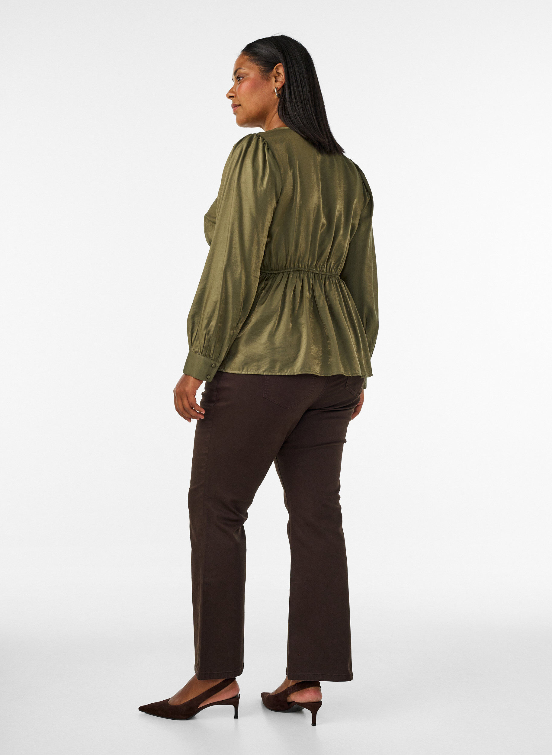 ZizziJean bootcut Ellen en denim color&eacute;, Marron, Model image number 1