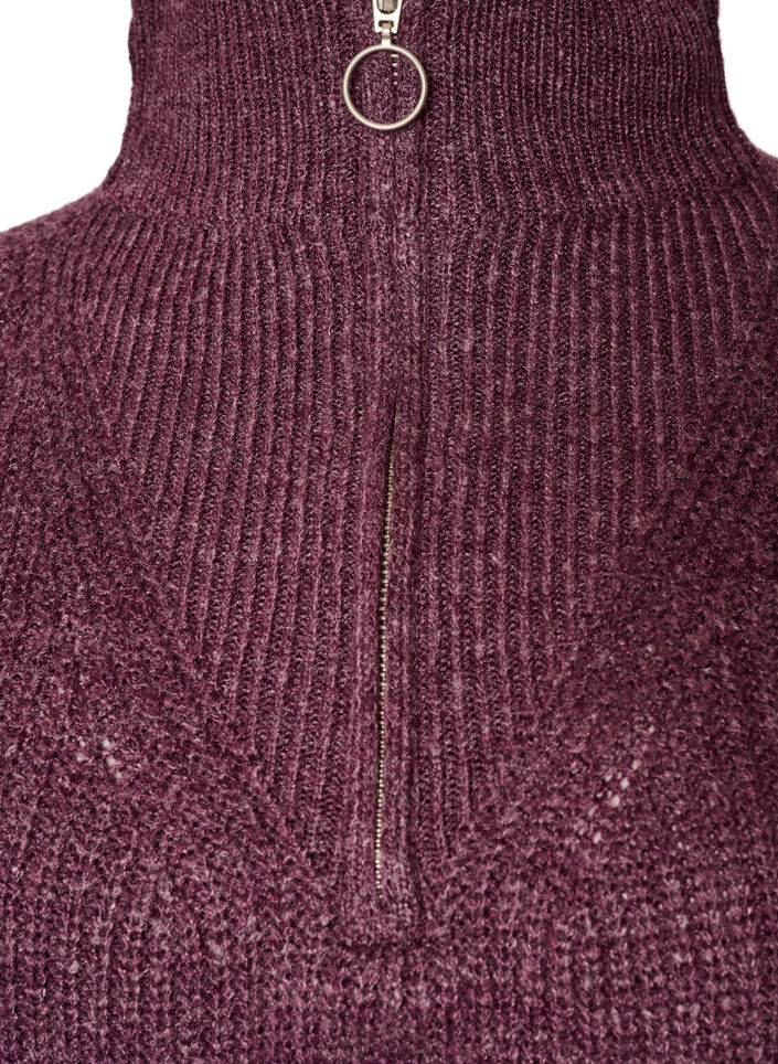 Pull en tricot avec col haut et fermeture &eacute;clair, Violet, Packshot image number 2