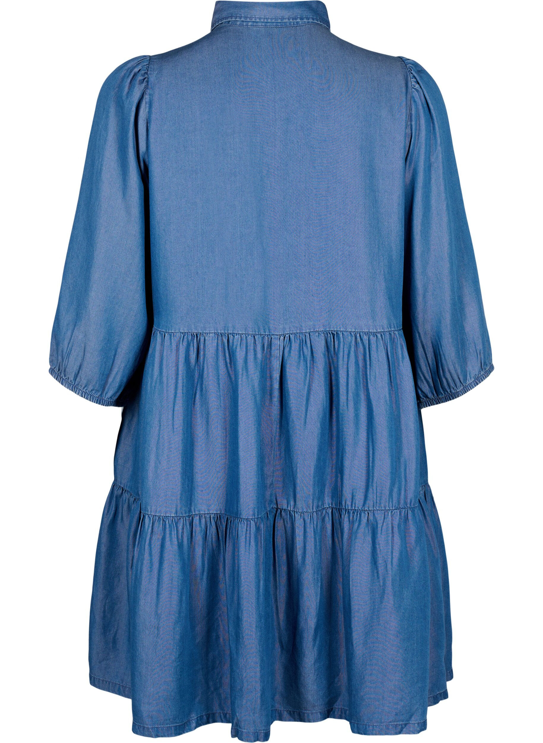 Zizzi Robe en jean en TENCEL&trade; Lyocell avec manches 3/4, Blue Denim, Packshot image number 1