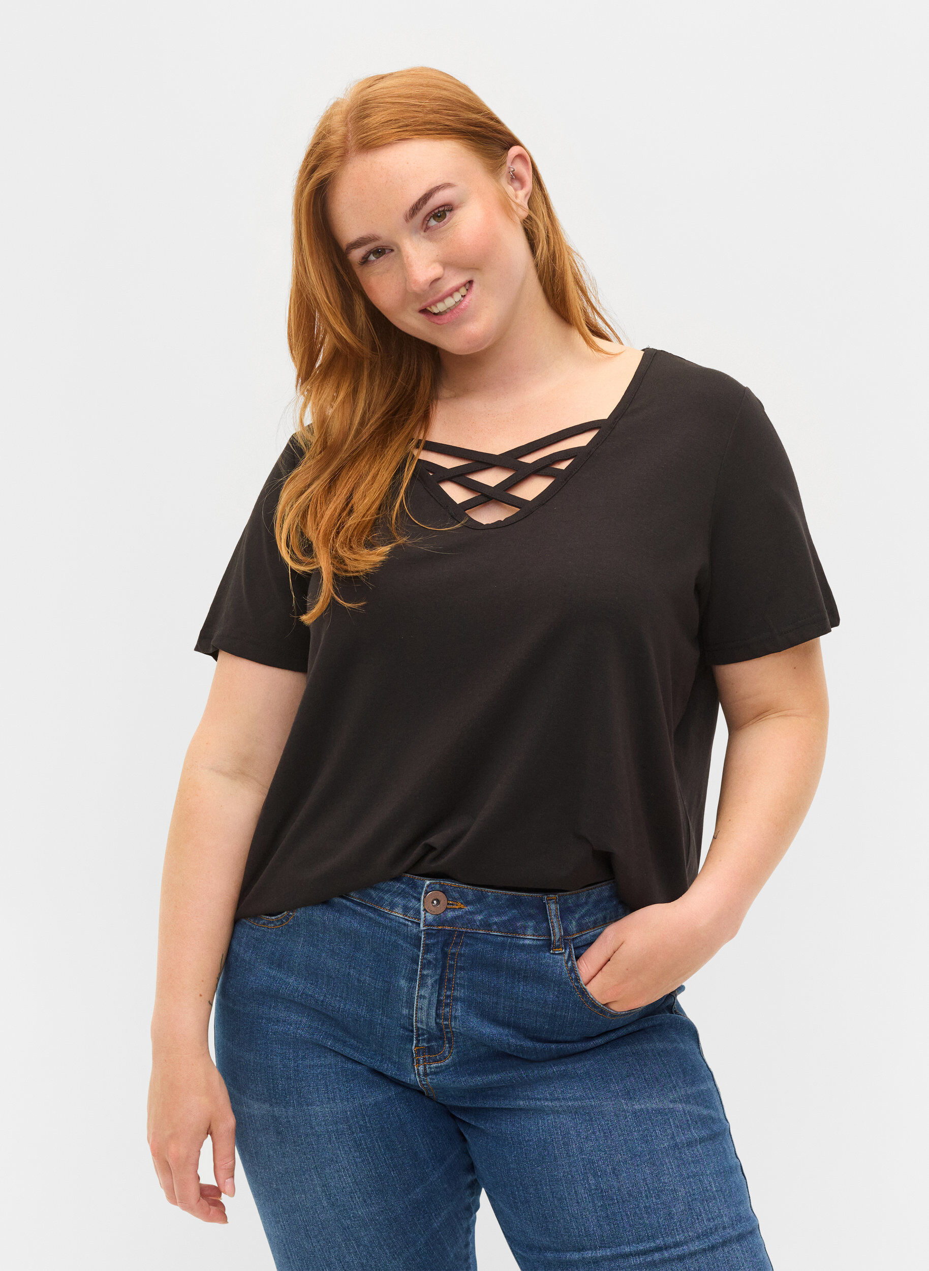 Zizzi T-shirt, Black, Model image number 0