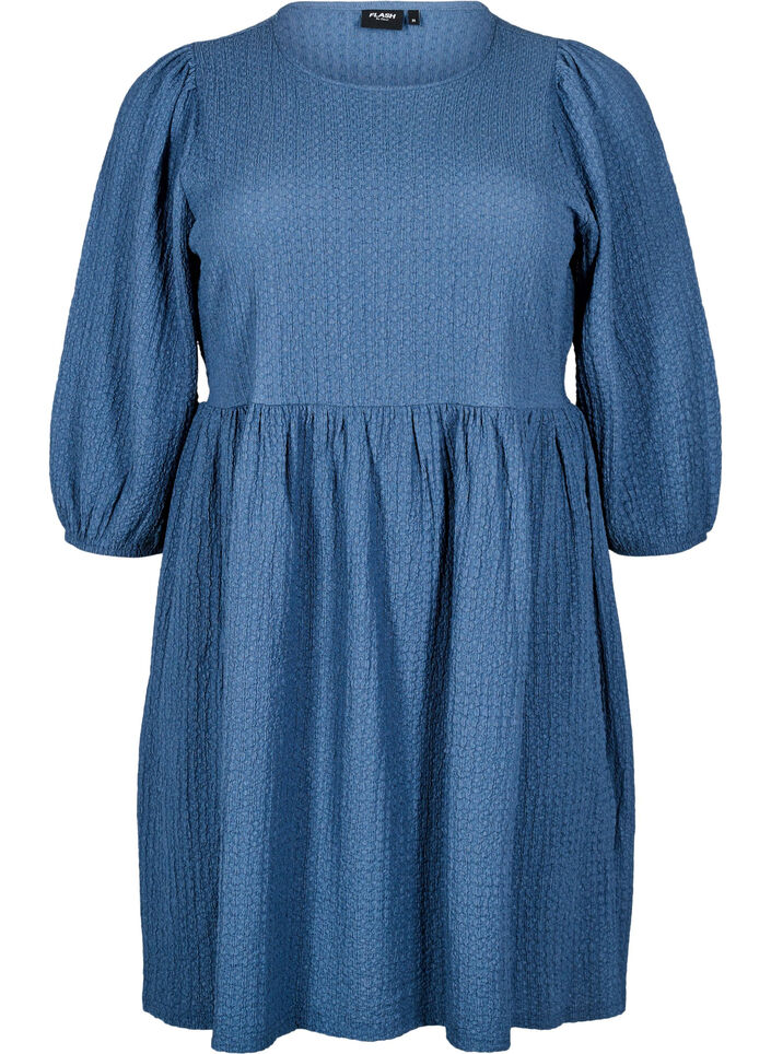 FLASH - Robe courte avec texture et manches 3/4, Sargasso Sea, Packshot image number 0