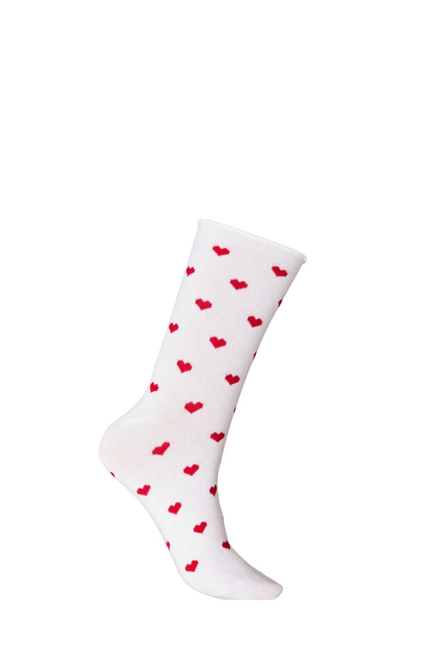Chaussettes en coton avec des motifs, Blanc, Packshot image number 1