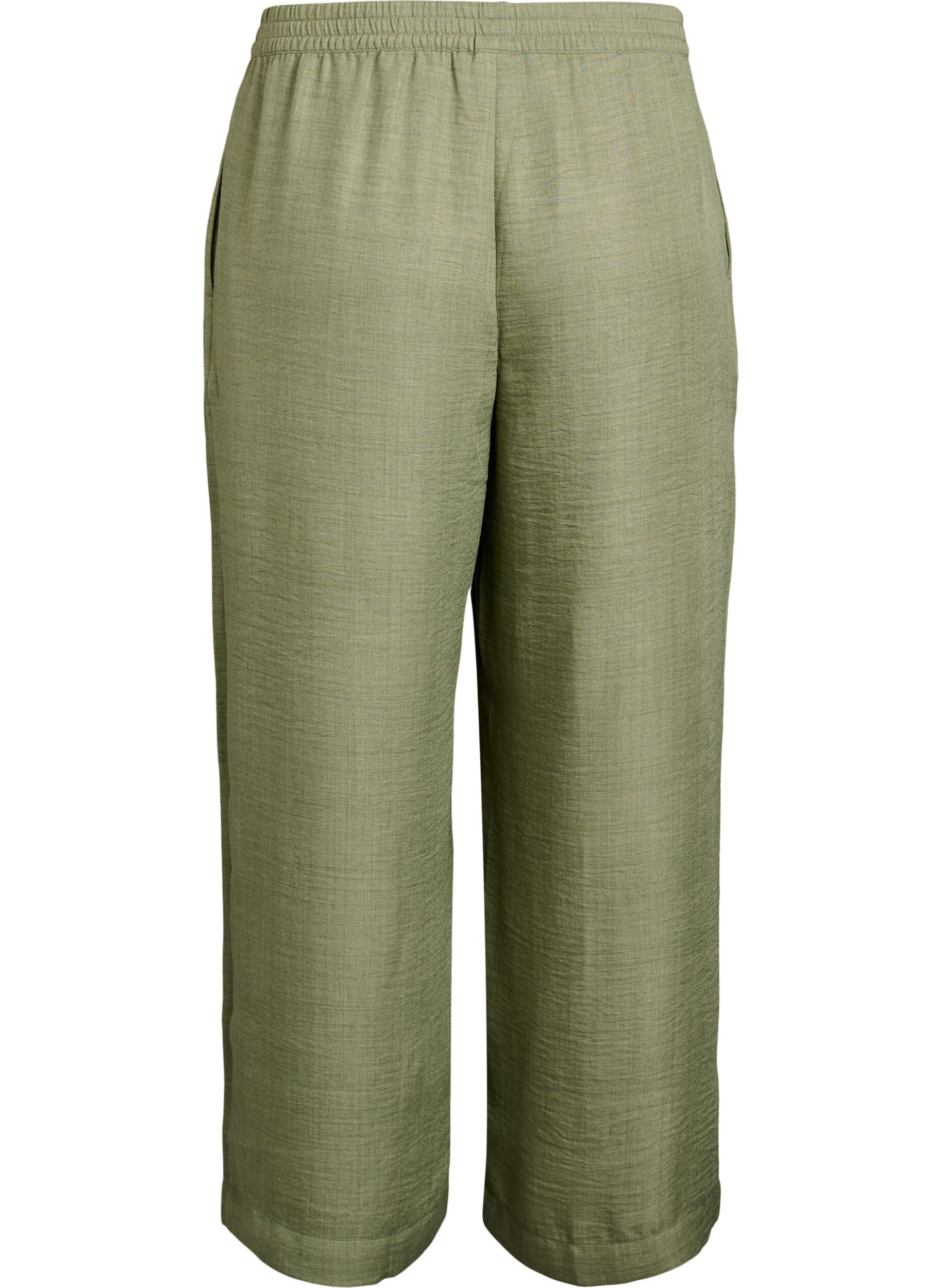 ZizziPantalon ample avec ceinture &eacute;lastique et poches, Vert, Packshot image number 1
