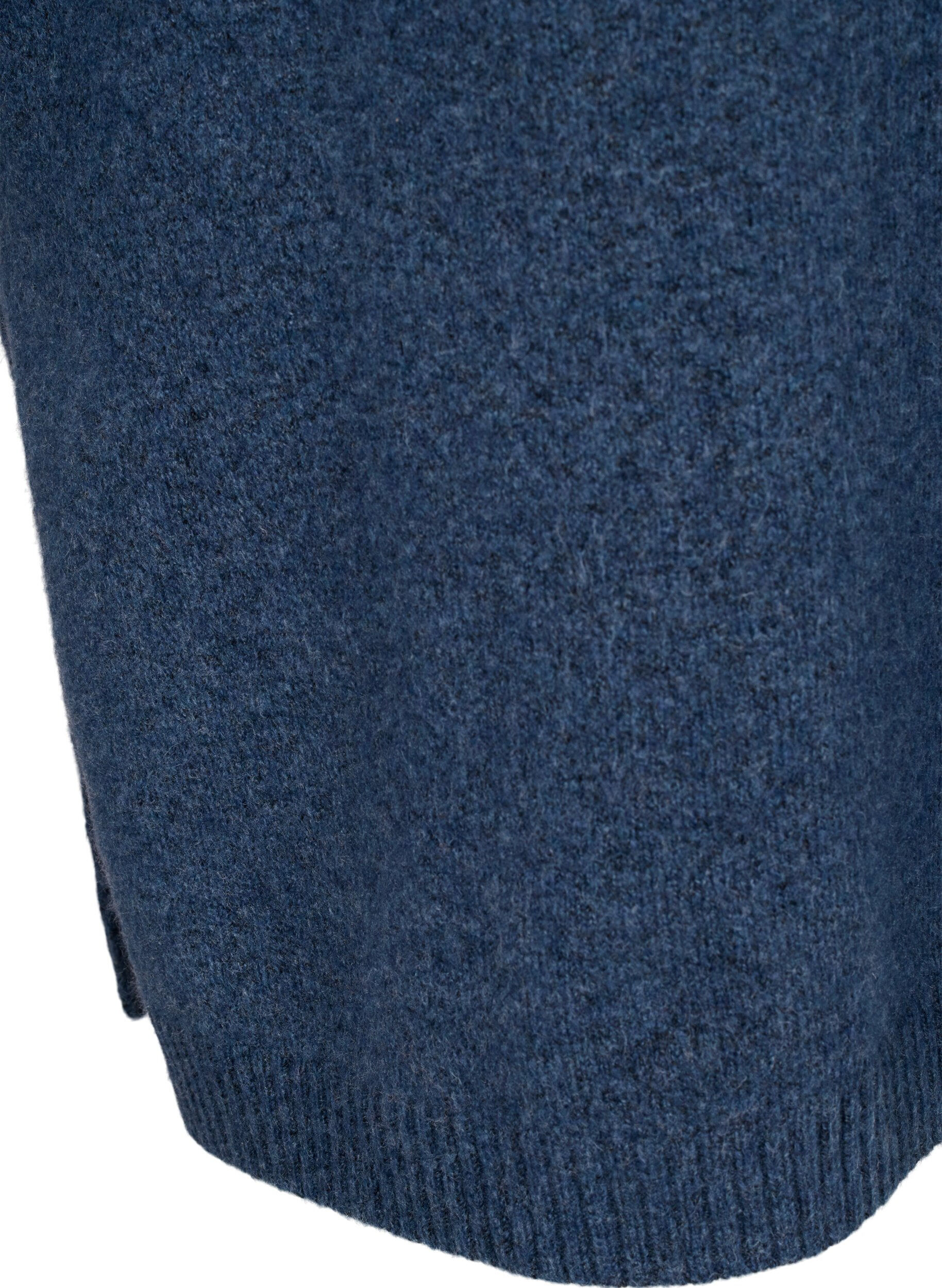 Zizzi Long chemisier tricot&eacute; &agrave; manches longues, Bering Sea Mel., Packshot image number 3