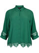 Chemise en viscose avec manches 3/4 et détails de broderie, Hunter Green, Packshot image number 0