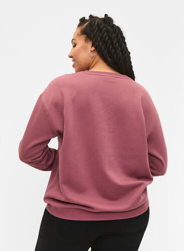 Sweatshirt avec volants et détail de crochet, Rose Brown, Model image number 1