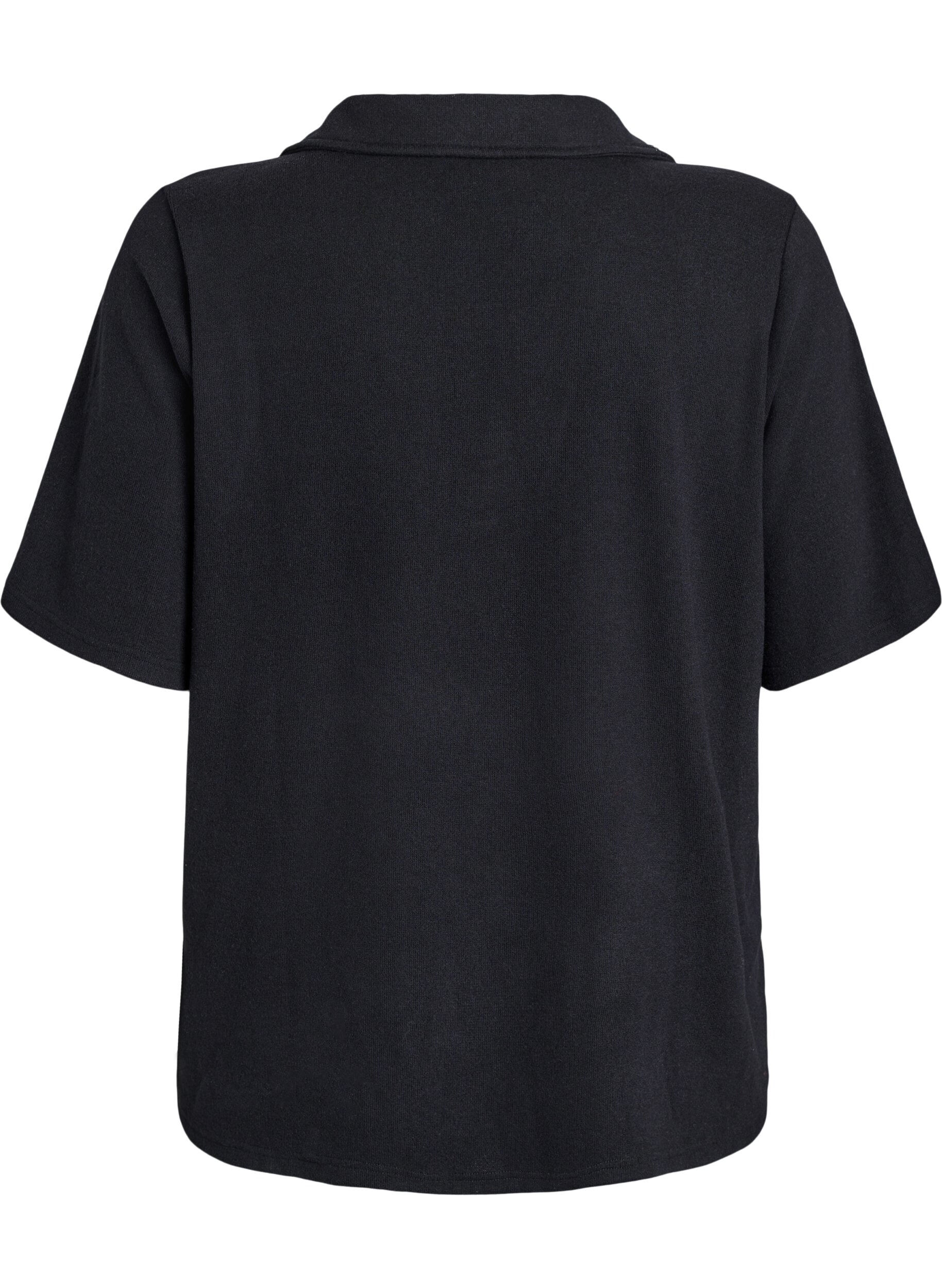 Zizzi Blouse en jersey avec col et manches courtes, Noir, Packshot image number 1