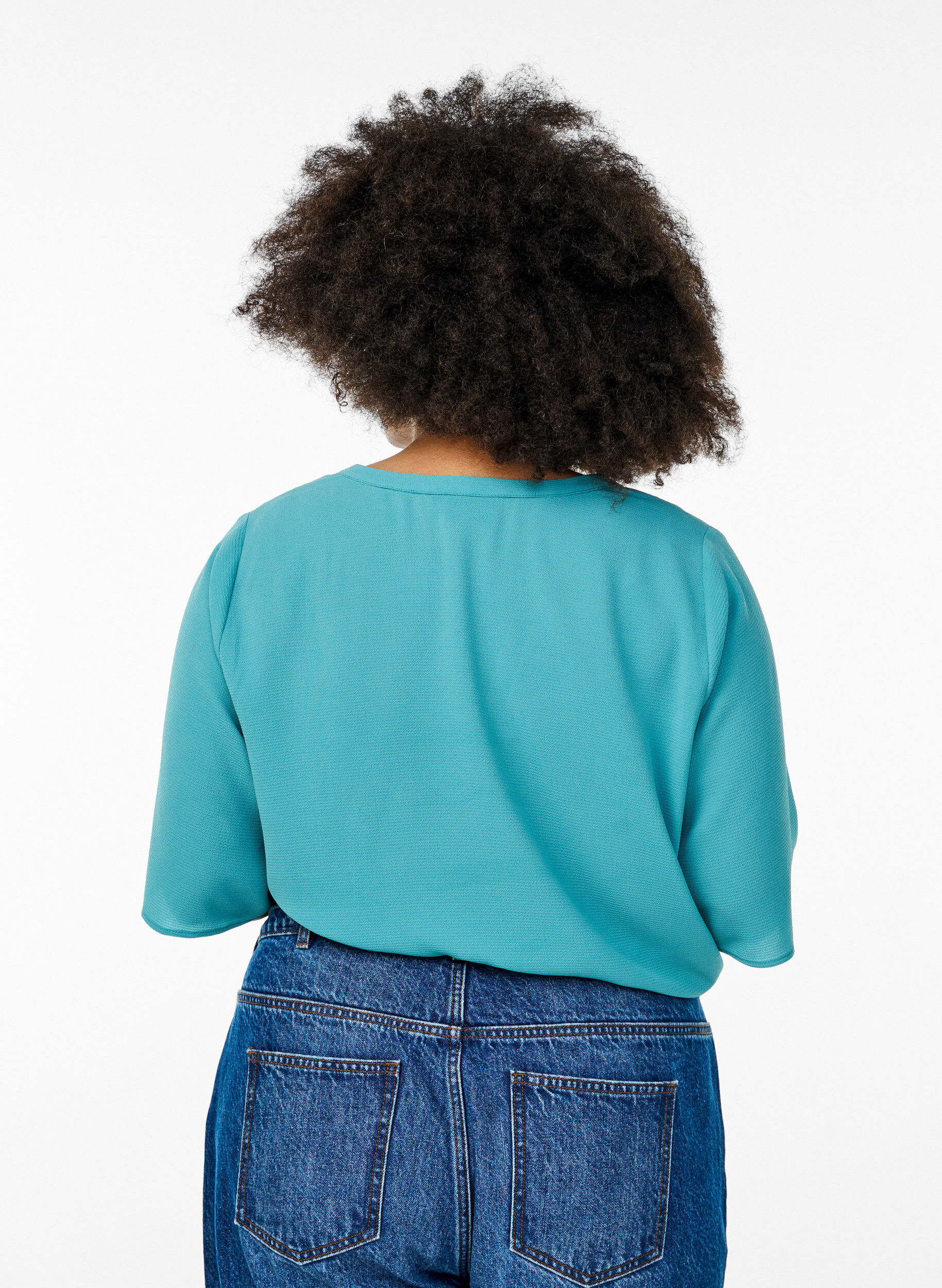 Zizzi Chemisier &agrave; manches courtes et &agrave; col en V, Vert, Model image number 2