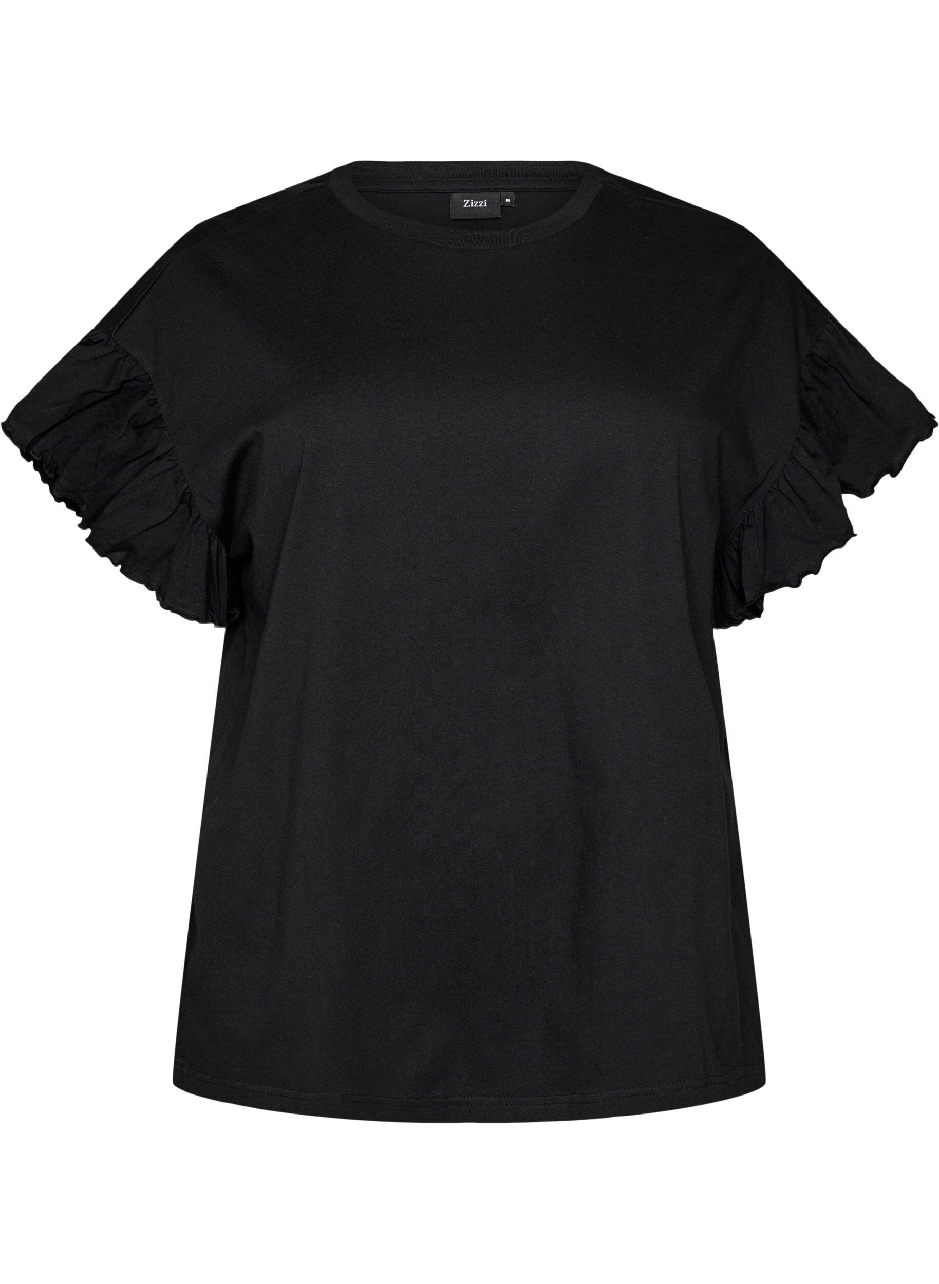 T-shirt en coton bio avec manches &agrave; volants