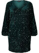 Robe à paillettes avec un décolleté en V et un motif carreaux, Rain Forest Sequins, Packshot image number 0