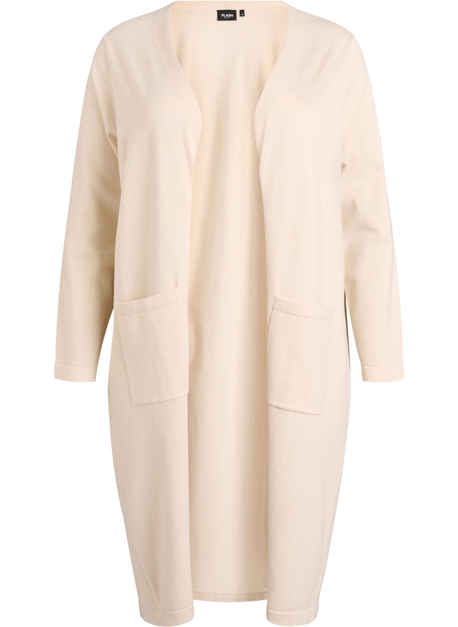 ZizziCardigan long ouvert avec poches, Beige, Packshot image number 0
