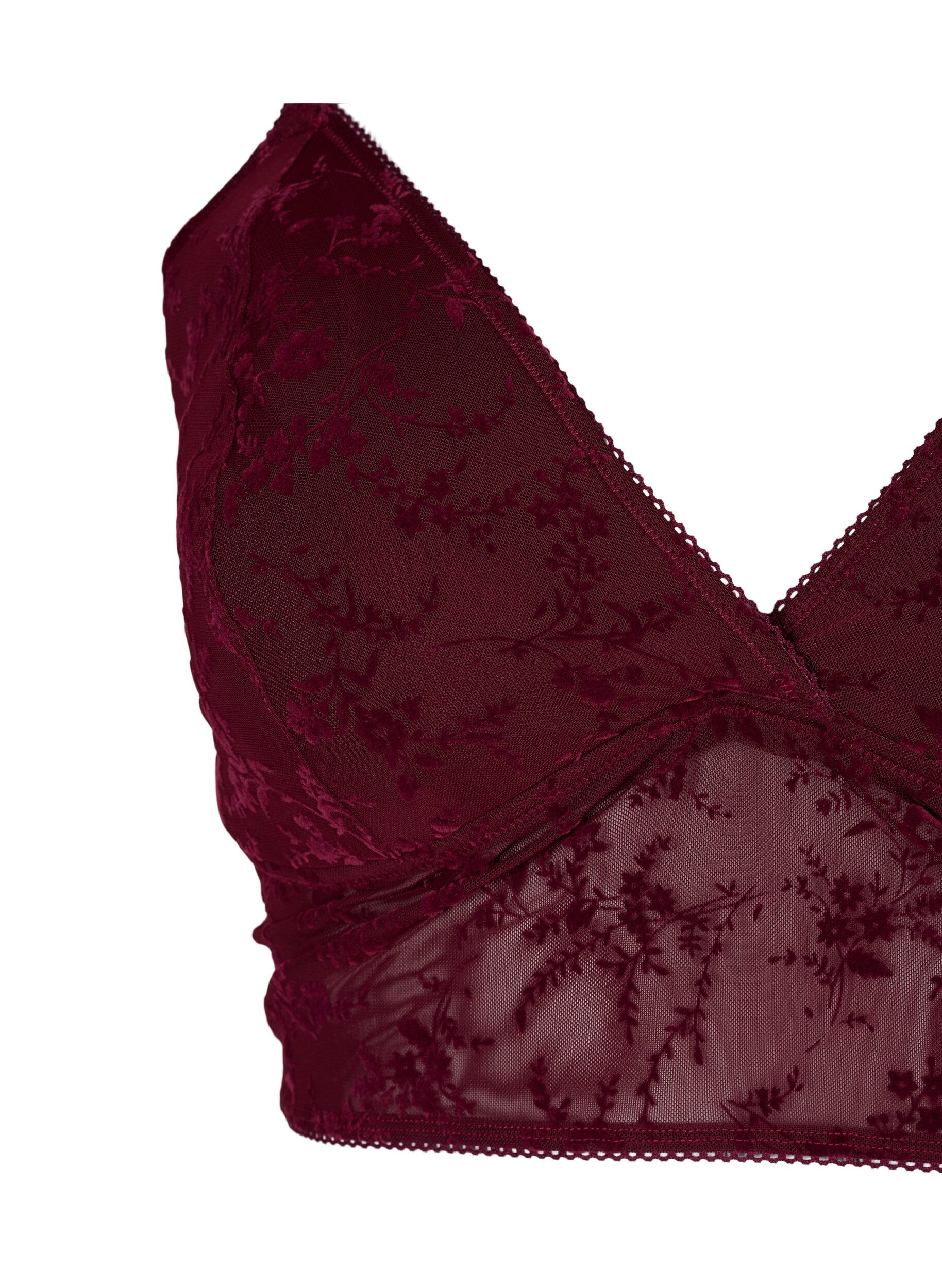 Zizzi Soutien-gorge en dentelle l&eacute;g&egrave;rement rembourr&eacute;, Bordeaux Ass, Packshot image number 2