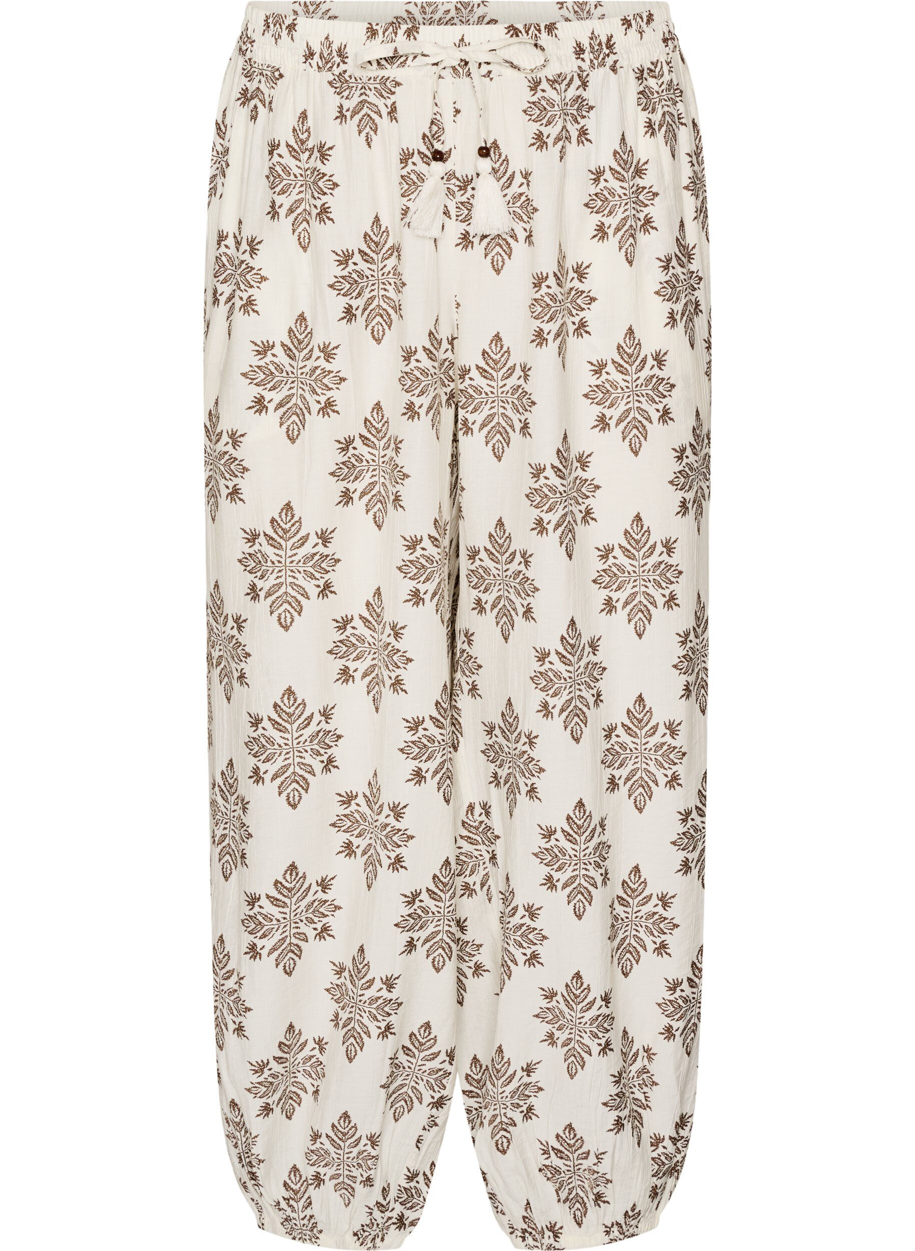 ZizziPantalon ballon taille haute &agrave; motifs, Vanille, Packshot image number 0