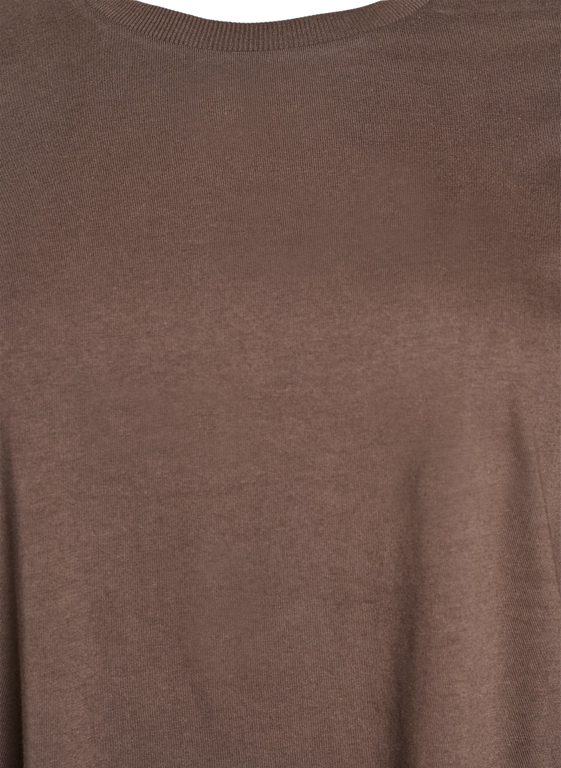 Zizzi Robe t-shirt en coton jusqu'aux genoux, Marron, Packshot image number 2