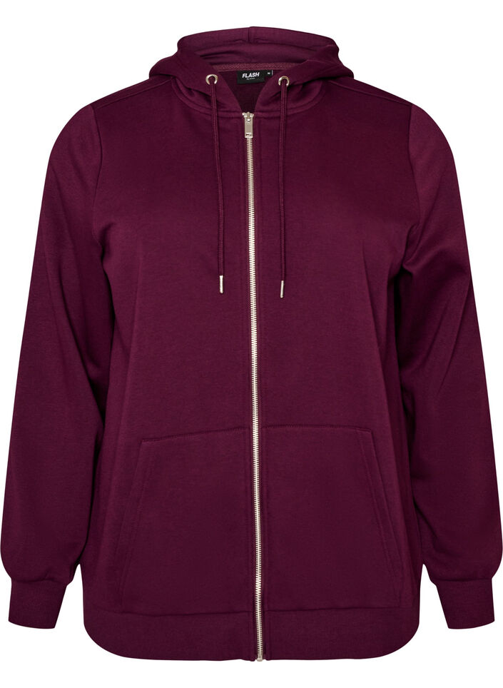 Sweat &agrave; capuche zipp&eacute; avec poches, Violet, Packshot image number 0