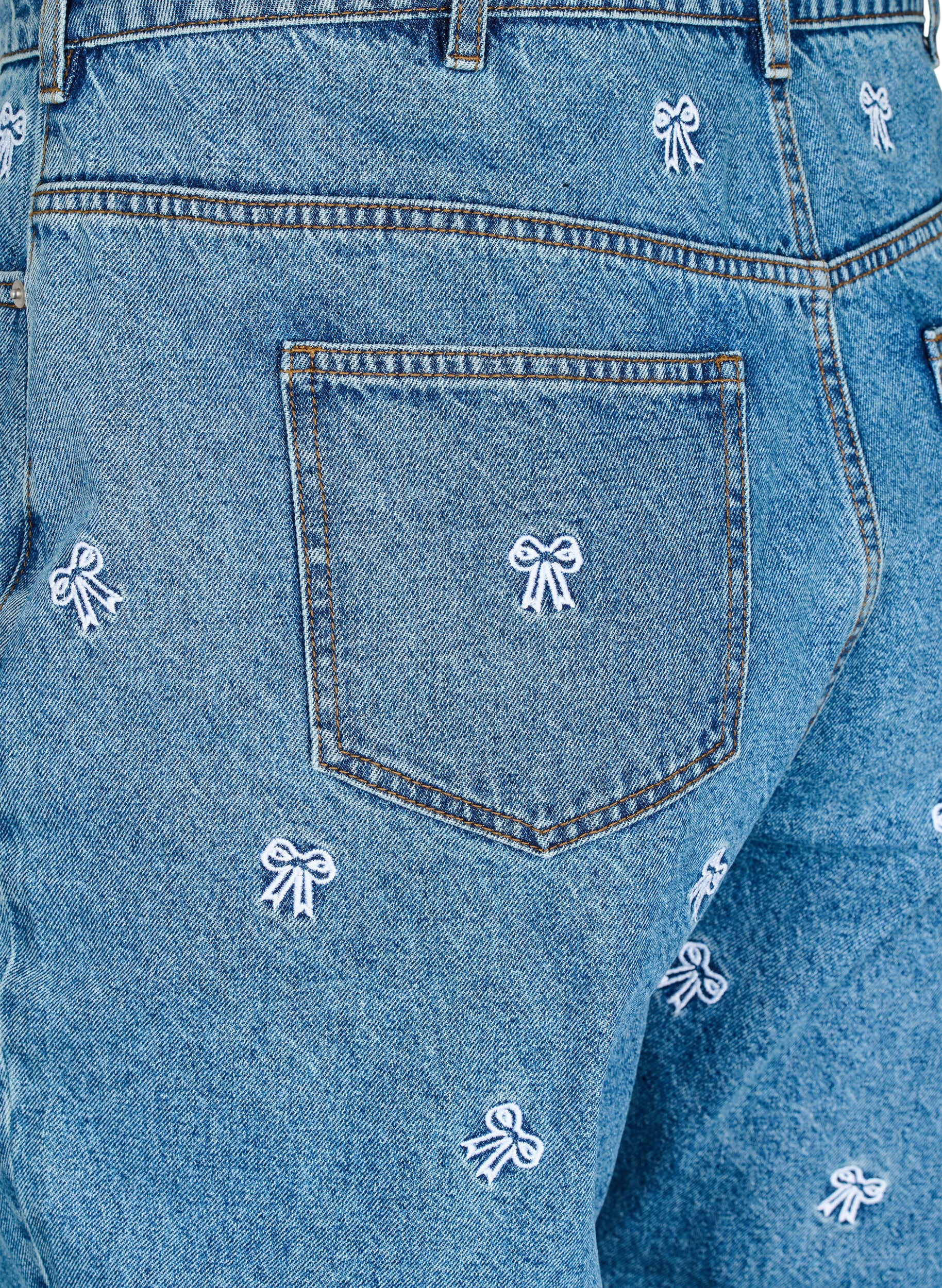 Zizzi Jeans Mille coupe Mom avec broderies, Bleu Clair, Packshot image number 3