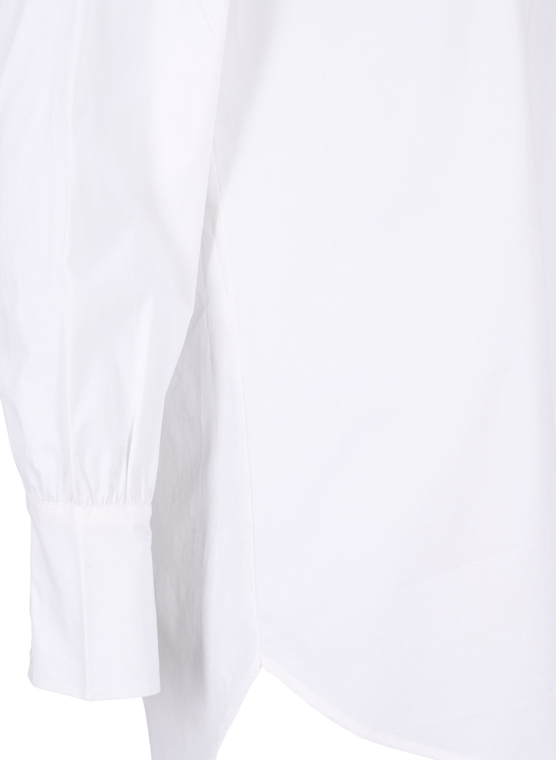 Zizzi Chemise en coton longue, Bright White, Packshot image number 3