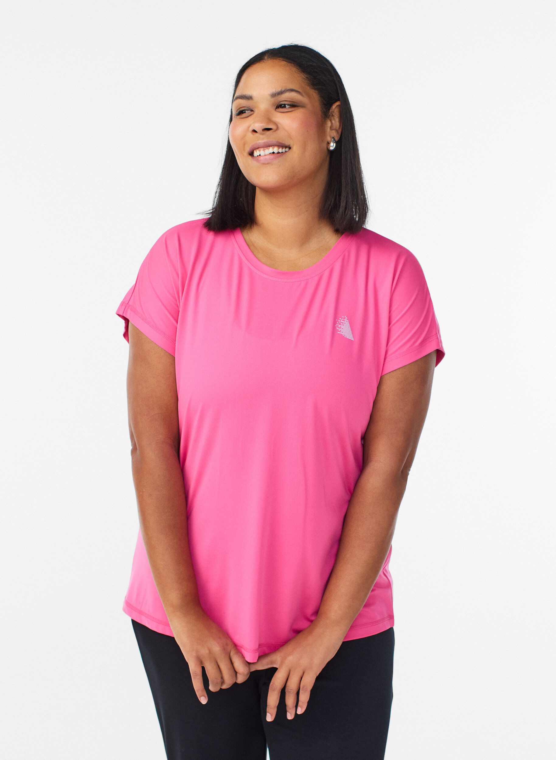 T-shirt de sport couleur unie, Rose, Model